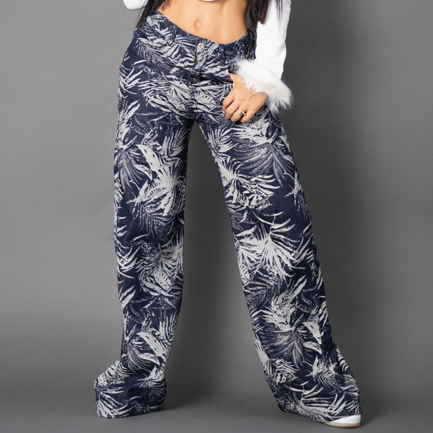 Jeans wide flare flower ref 7032
