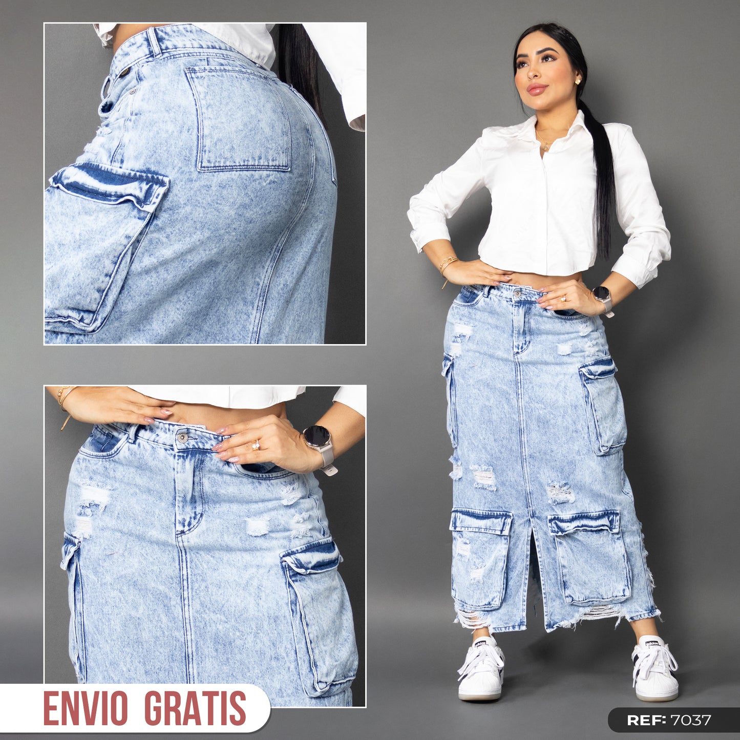 Maxifalda Cargo tono hielo ref 7037