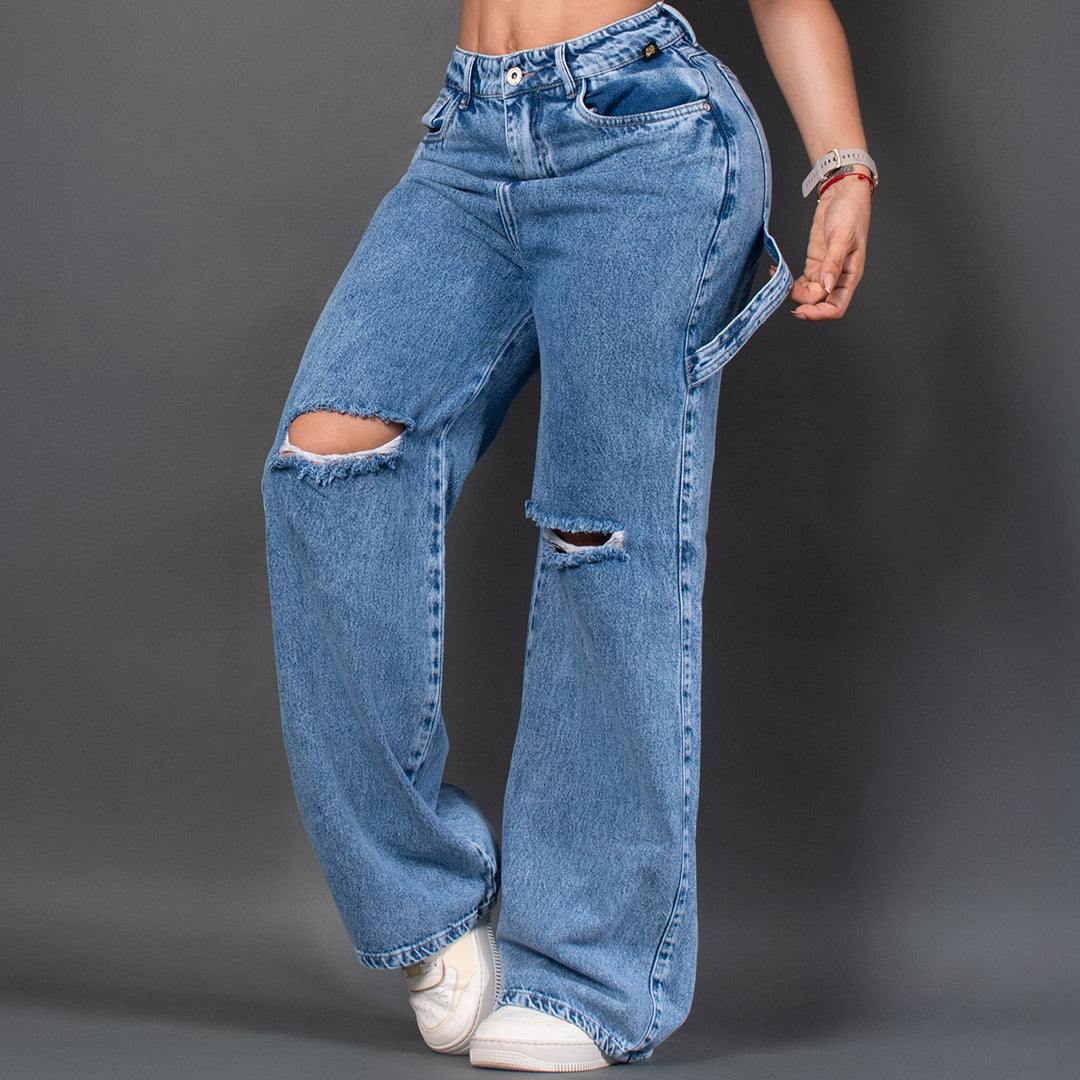 Jeans baggy tono medio ref 7074