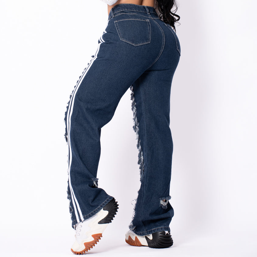 Jeans Mujer Boyfriends rayas adidas ref 6098