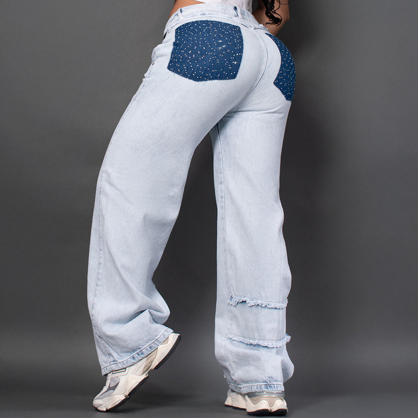 Jeans Brillos tono hielo ref 7075