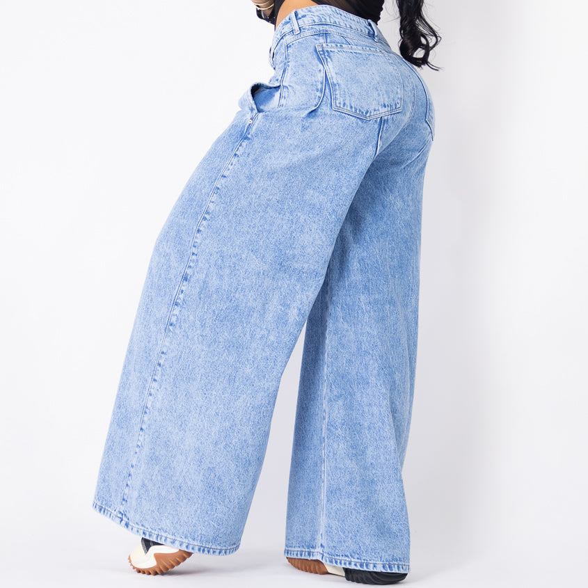 Jeans baggy tono hielo ref 7018