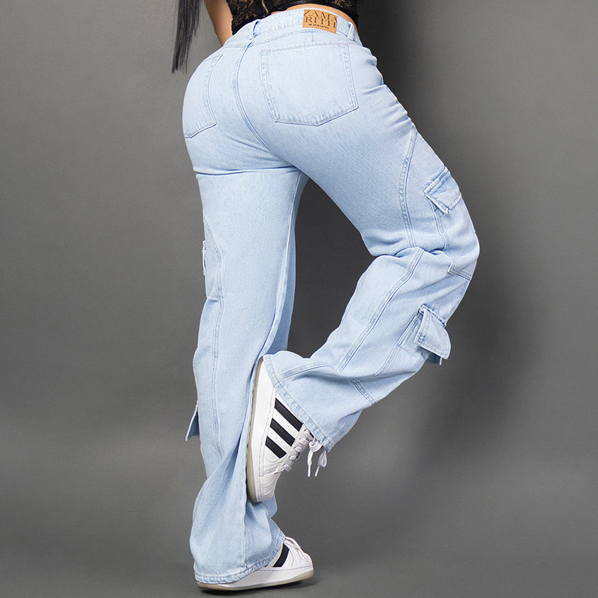 Jeans cargo tono hielo ref 7073