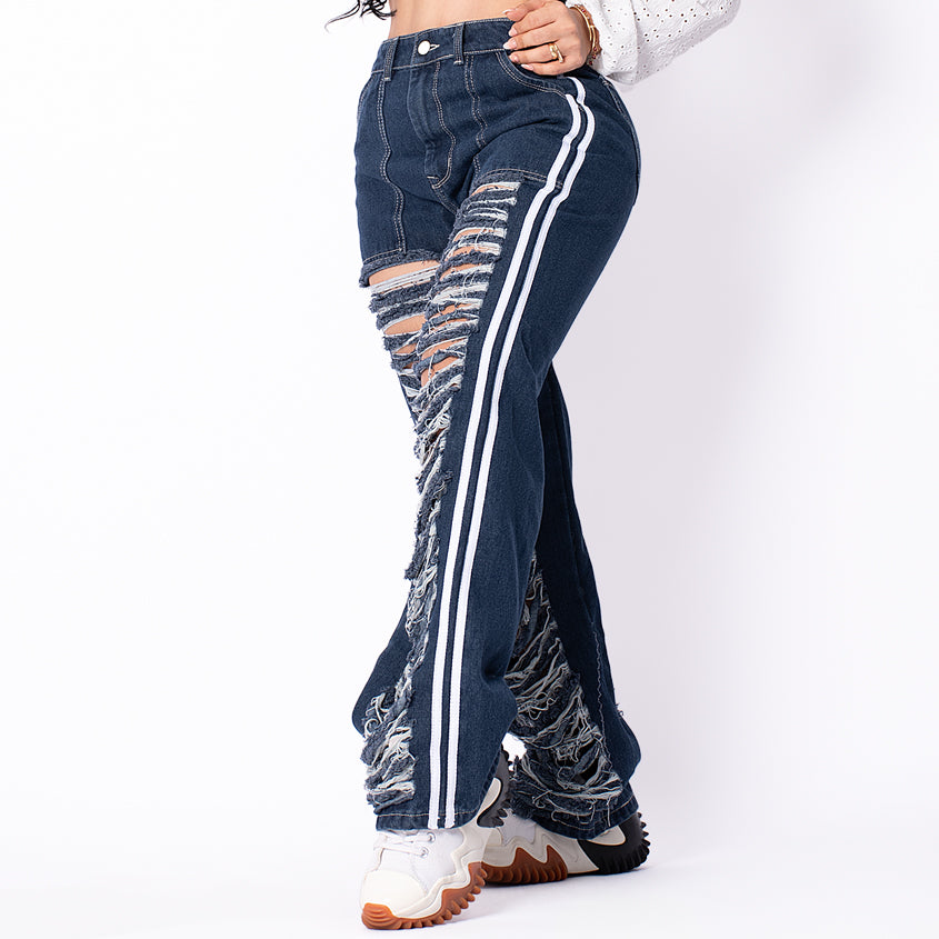 Jeans Mujer Boyfriends rayas adidas ref 6098