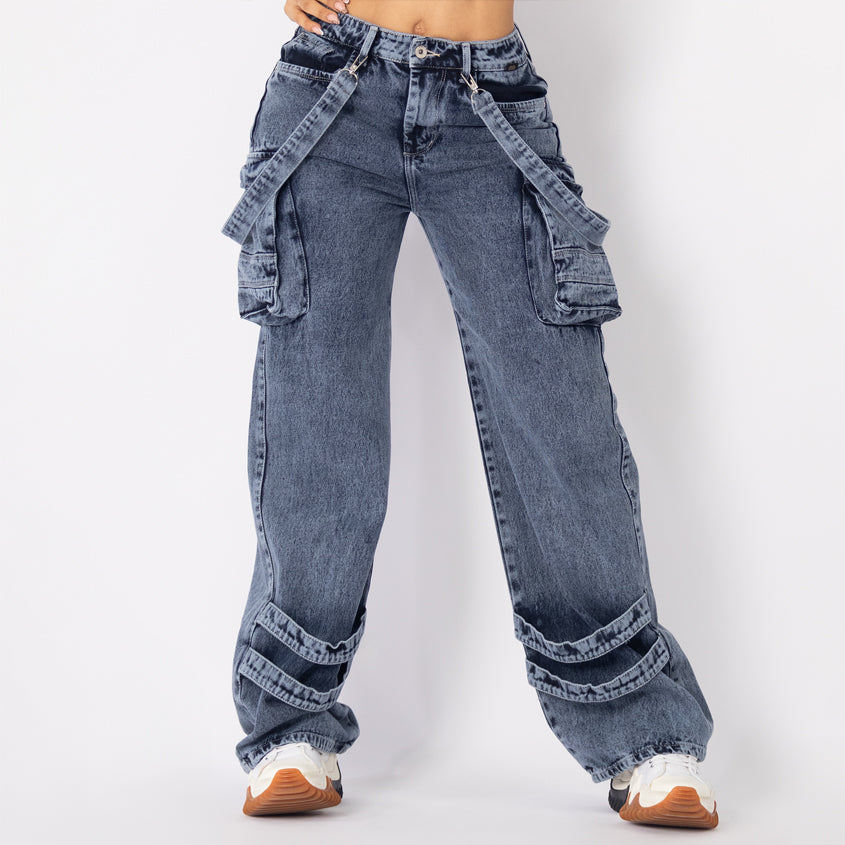 Jeans cargo tono medio ref 7000