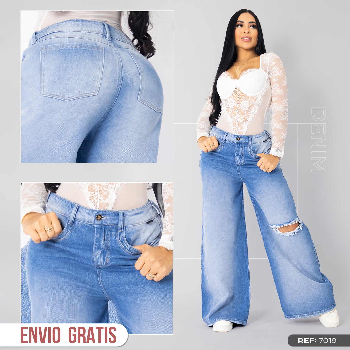 Jeans baggy tono claro ref 7019
