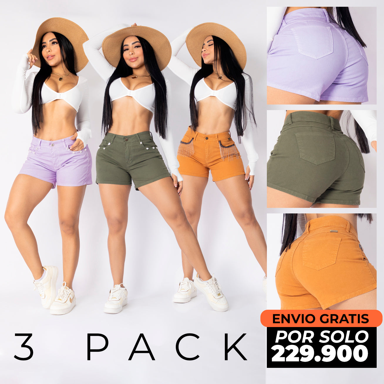 THREE PACK SHORTS COLORWAY – ZAMARITH JEANS | Tienda Online