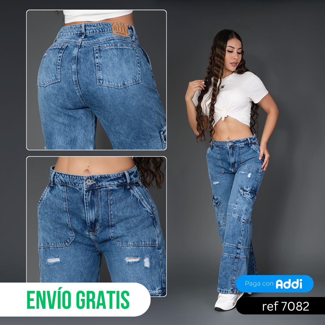 jeans cargo oscuro ref 7082