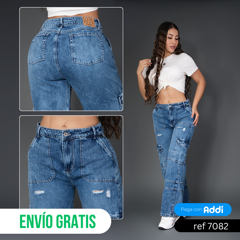 jeans cargo oscuro ref 7082