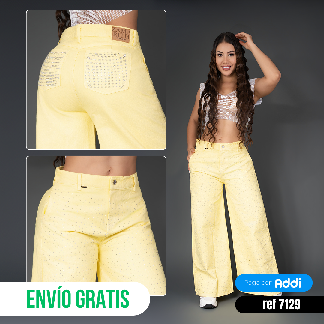jeans baggy amarillo ref 7129