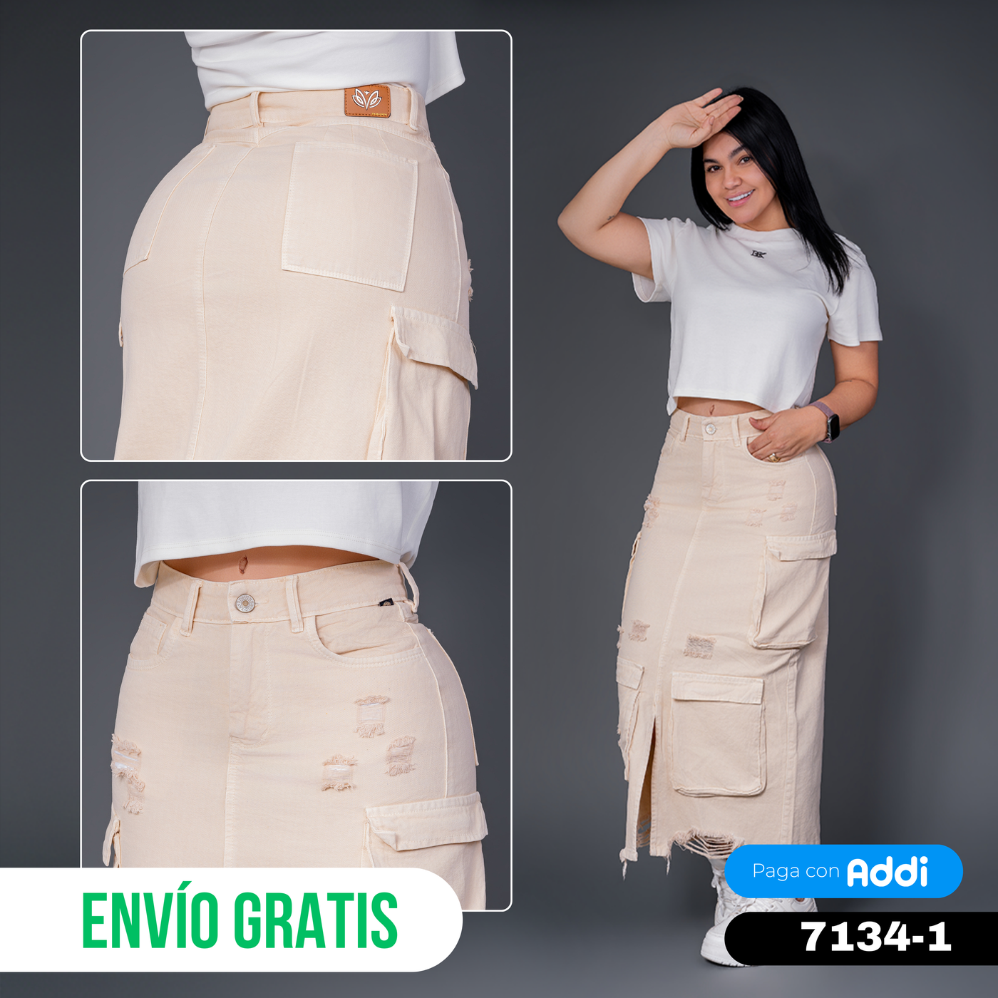 Falda cargo beige ref 7134-1