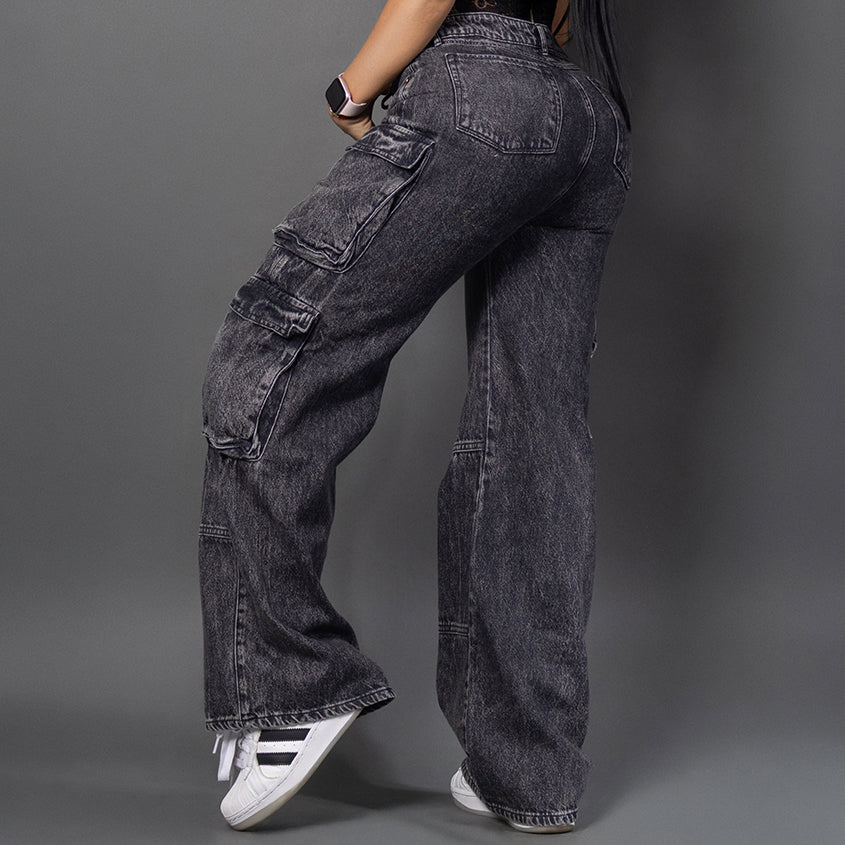 Jeans cargo humo ref 7079