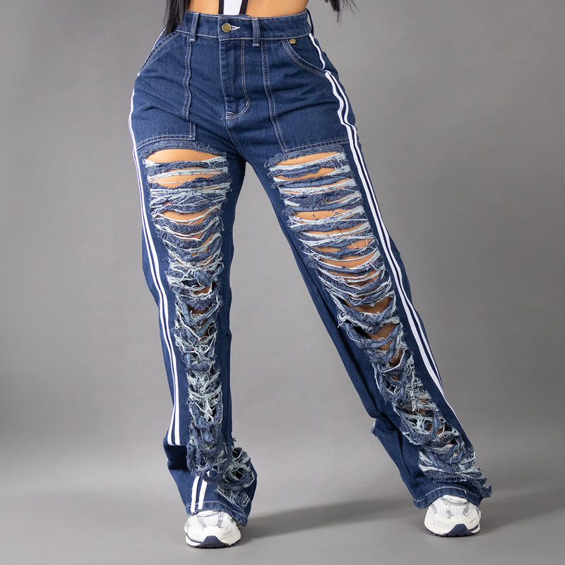 Jean Power Stripes Destroyed 6098