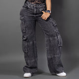 Jeans cargo humo ref 7079