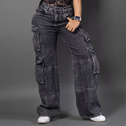 Jeans cargo humo ref 7079