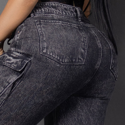 Jeans cargo humo ref 7079