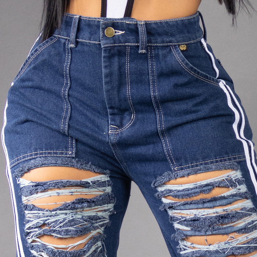 Jean Power Stripes Destroyed 6098
