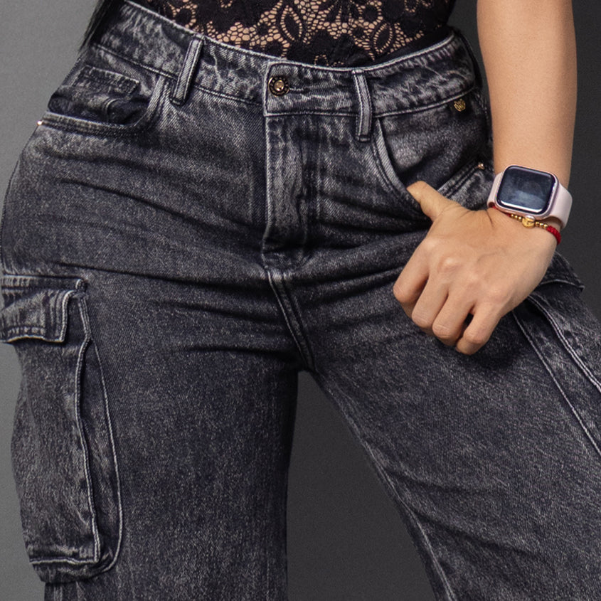 Jeans cargo humo ref 7079