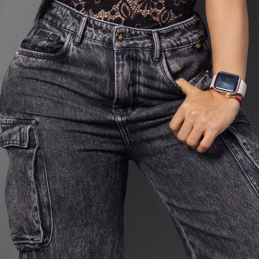 Jeans cargo humo ref 7079
