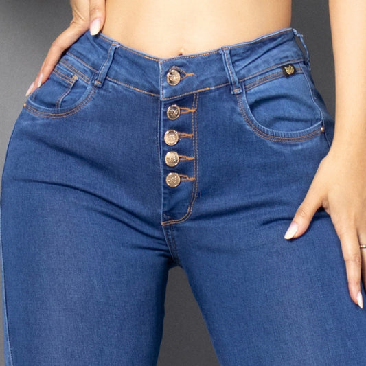 Jeans bota campana tono medio ref 7030