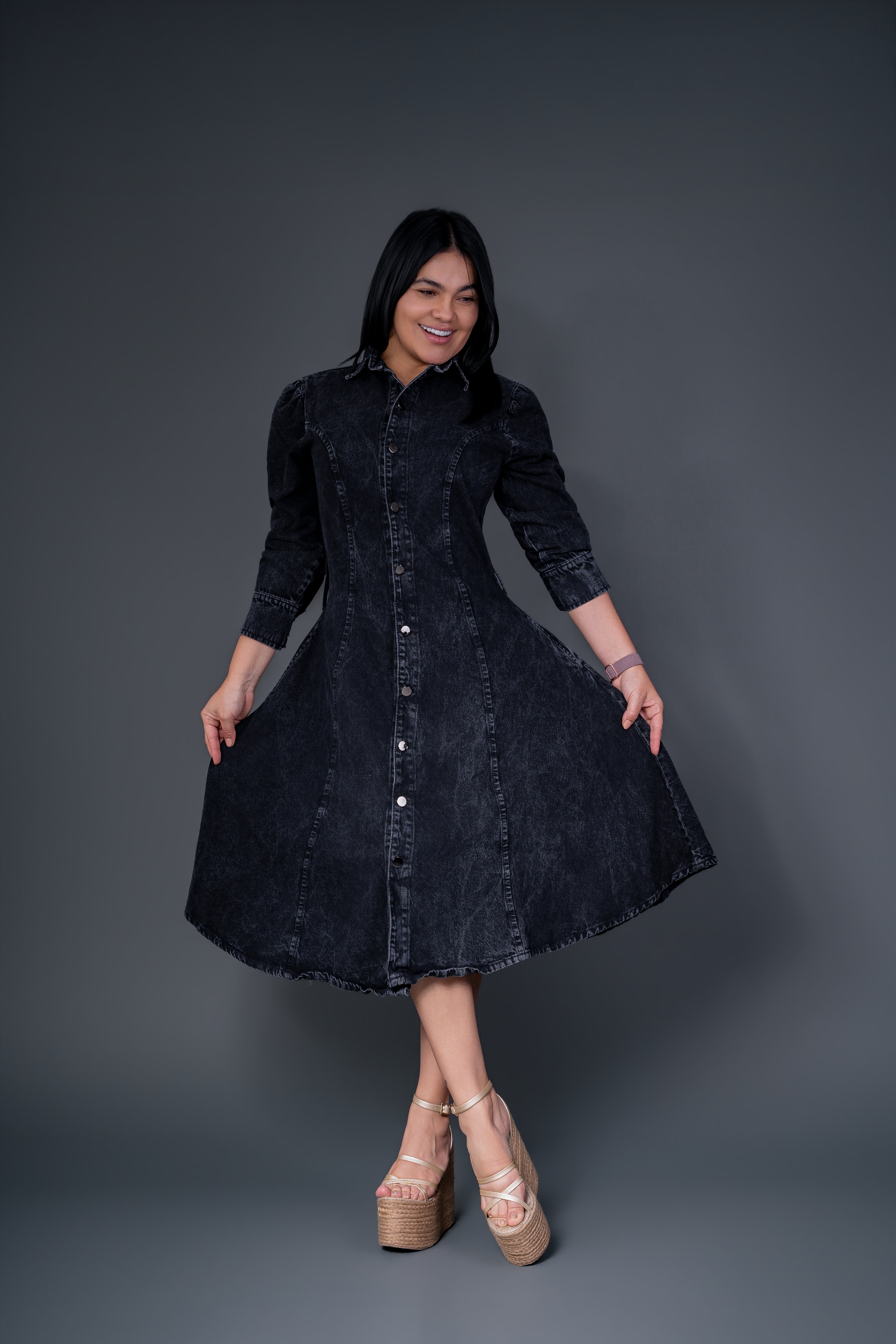 Vestido Denim Noir Elegance ref 7096-1