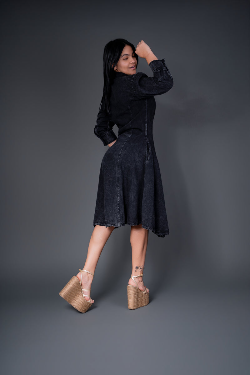 Vestido Denim Noir Elegance ref 7096-1