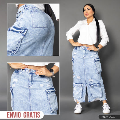 Maxifalda Cargo tono hielo ref 7037