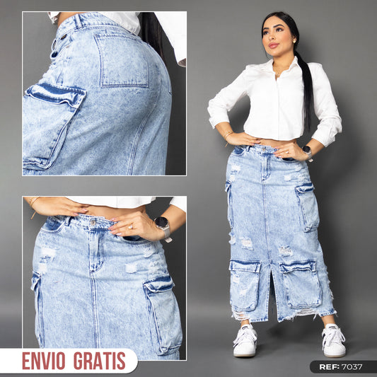 Maxifalda Cargo tono hielo ref 7037