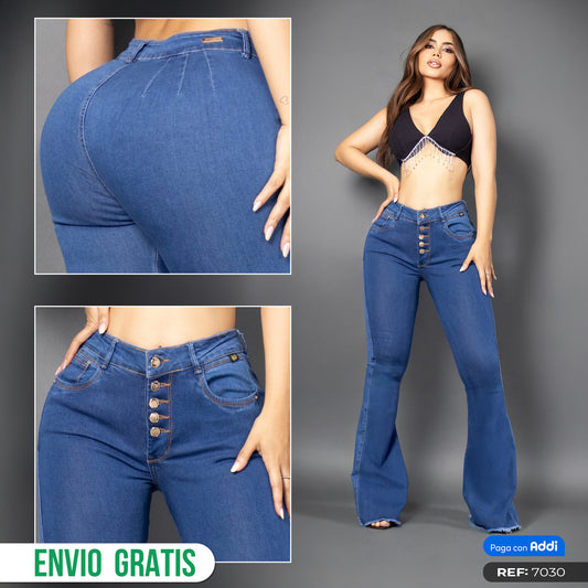 Jeans bota campana tono medio ref 7030
