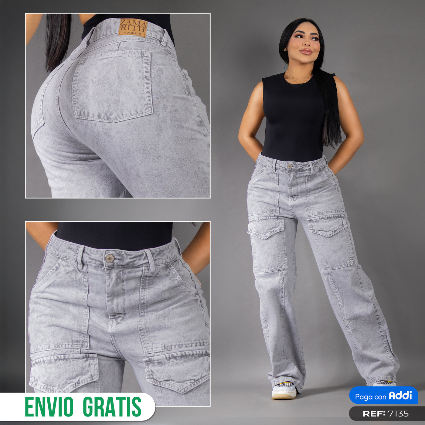 Jean Cargo Wide Grey