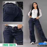 Jean Wide Leg Unravel Noir Cargo 8042-01