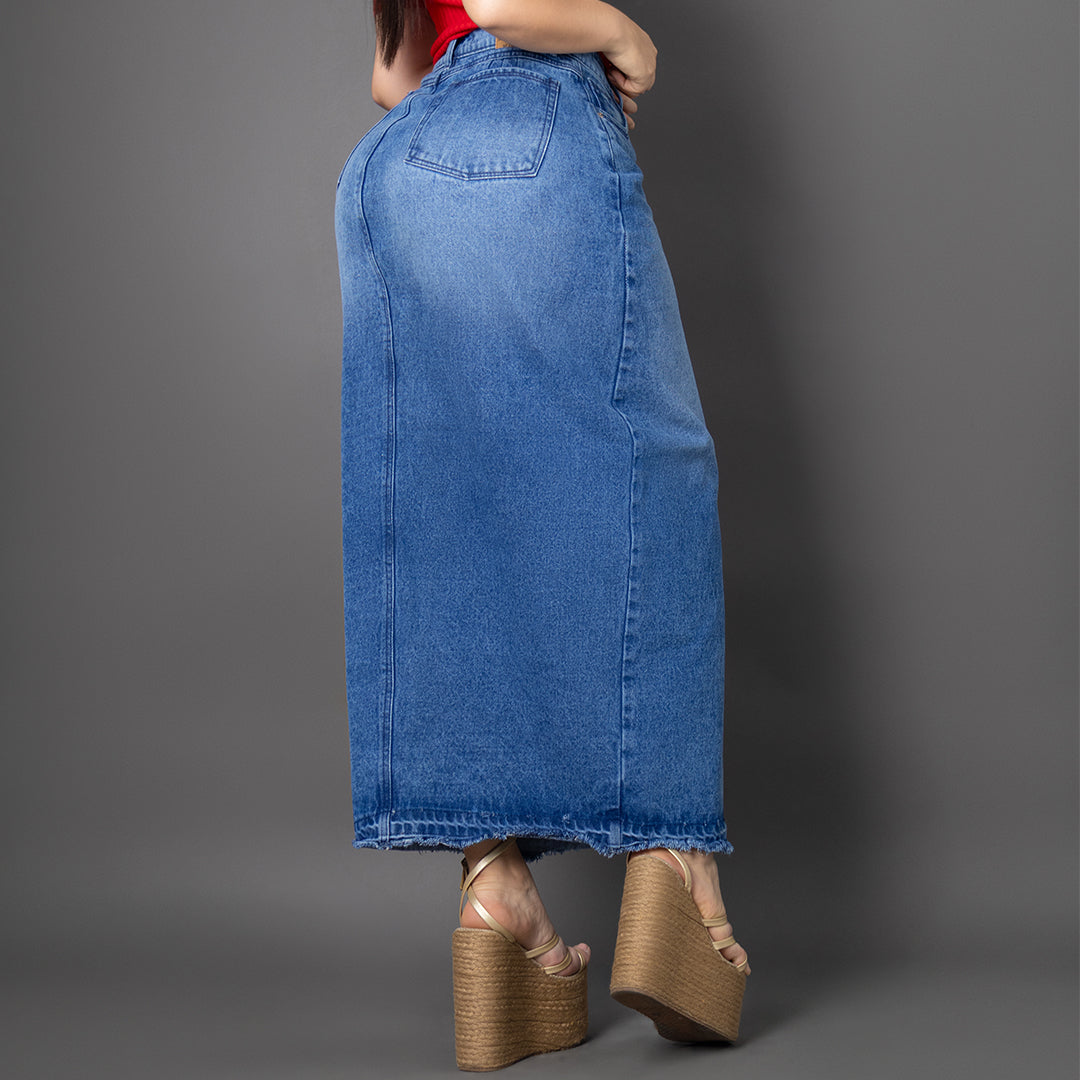 Maxifalda denim azul ref 8052
