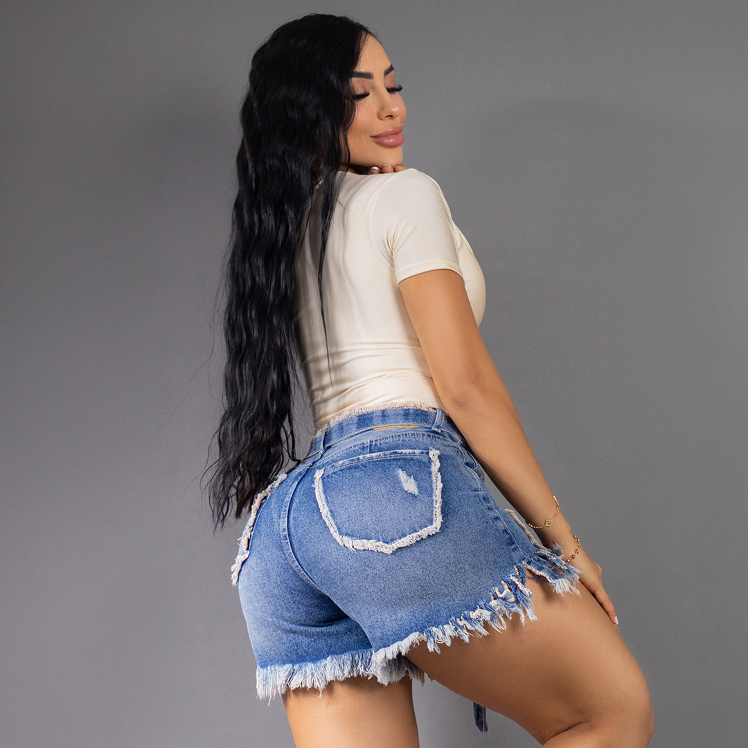 SHORT CLARO DESFLECADO 8041