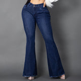Jeans bota campana tono oscuro ref 7011