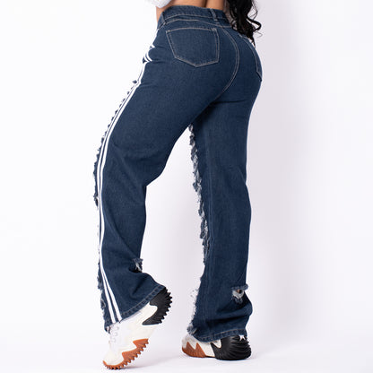 Jeans Mujer Boyfriends rayas adidas ref 6098