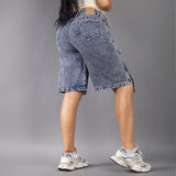 Jean Bermuda Cargo Destroyed Tiro Alto Azul REF 8040