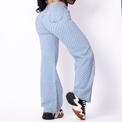 JEANS PALAZZO AZUL CLARO BROKE DENIM REF 6092