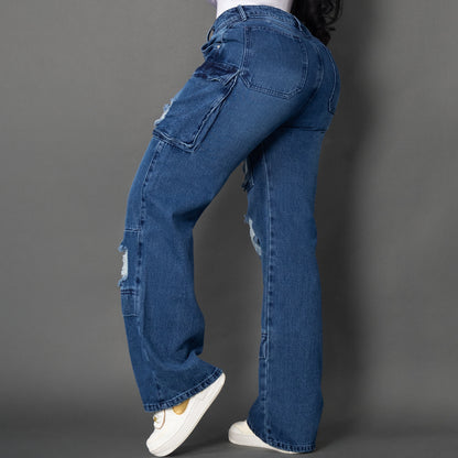 Jeans cargo tono oscuro ref 7006