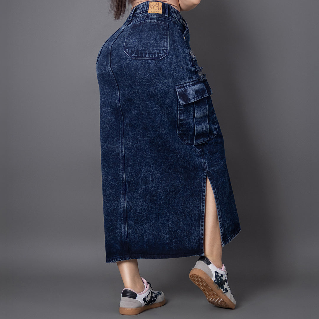Falda denim cargo premium ref 8051