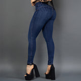 Jeans 3 botones tono oscuro ref 7148