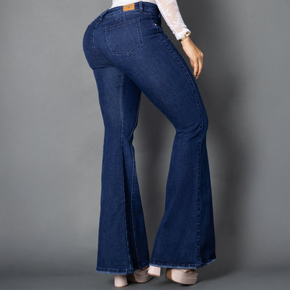 Jeans flare tono oscuro ref 7012
