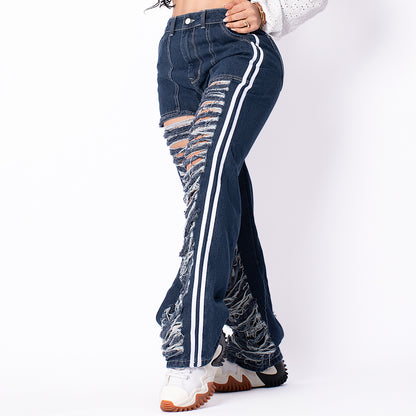 Jeans Mujer Boyfriends rayas adidas ref 6098