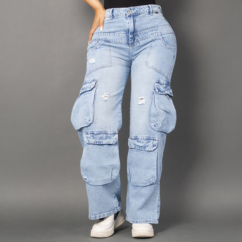 Jeans cargo tono claro ref 7071