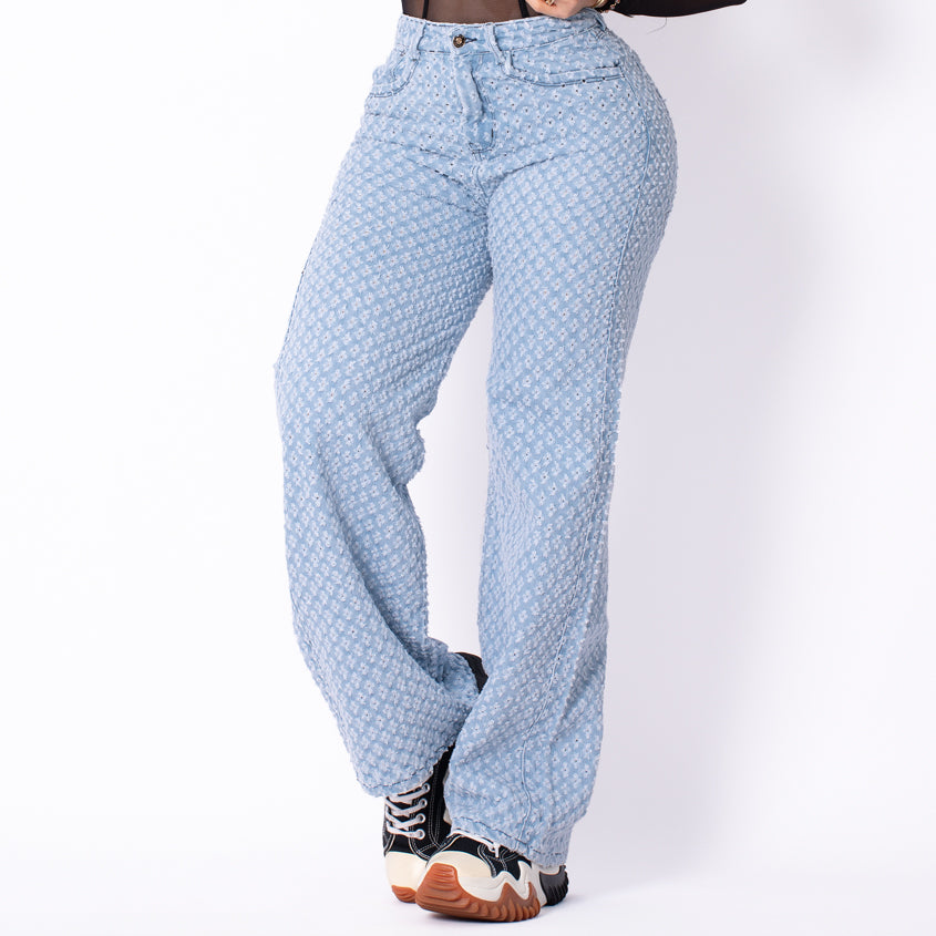 JEANS PALAZZO AZUL CLARO BROKE DENIM REF 6092