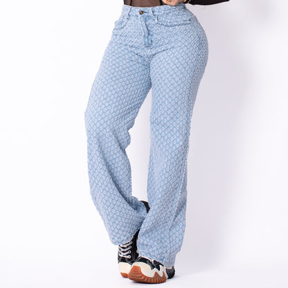 JEANS PALAZZO AZUL CLARO BROKE DENIM REF 6092