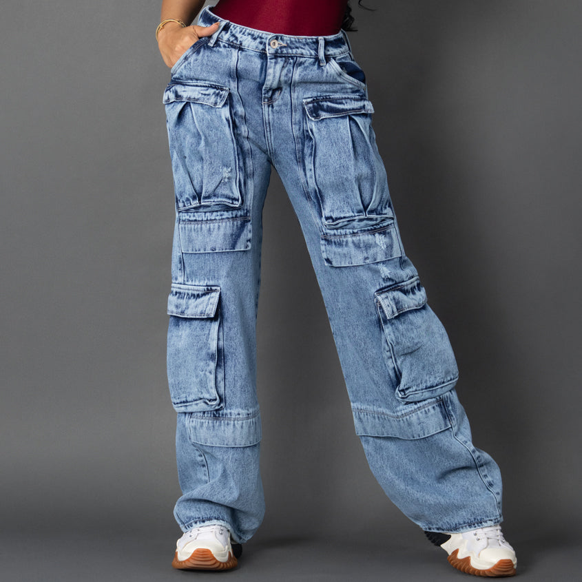 Jeans cargo tono claro ref 7002