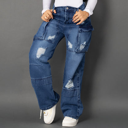 Jeans cargo tono oscuro ref 7006