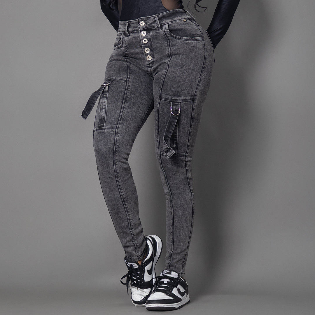 Jeans denim cargo humo ref 8016