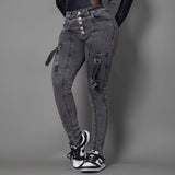 Jeans denim cargo humo ref 8016