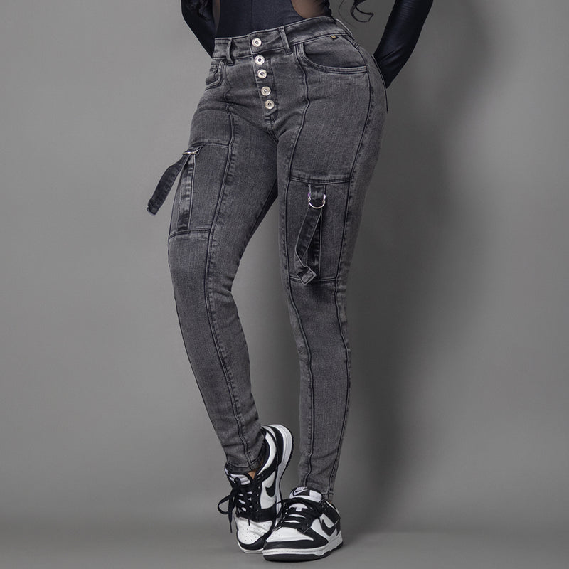 Jeans denim cargo humo ref 8016